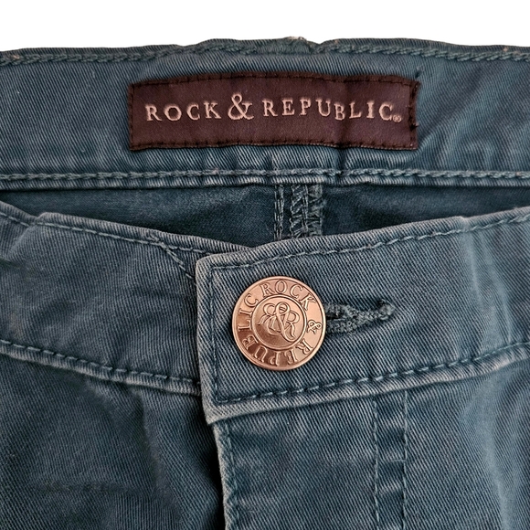 Rock & Republic Prowler Teal Cargo Jeans Womens Size 10 Ankle Length Stretch - Picture 7 of 10